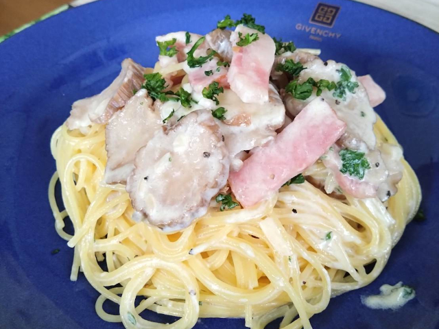 いぶりがっこクリームチーズパスタ